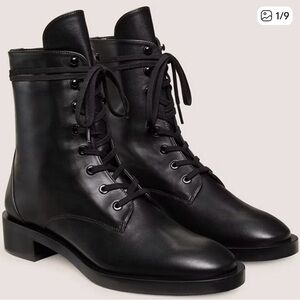 Stuart Weitzman Mckenzee Classic Black Lace-Up Boots
